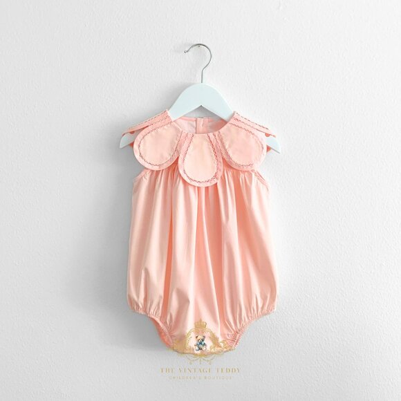 NWT Pretty Baby Girls Flower Petal Collar Romper Bubble One-Piece Boutique 2T - Picture 1 of 3